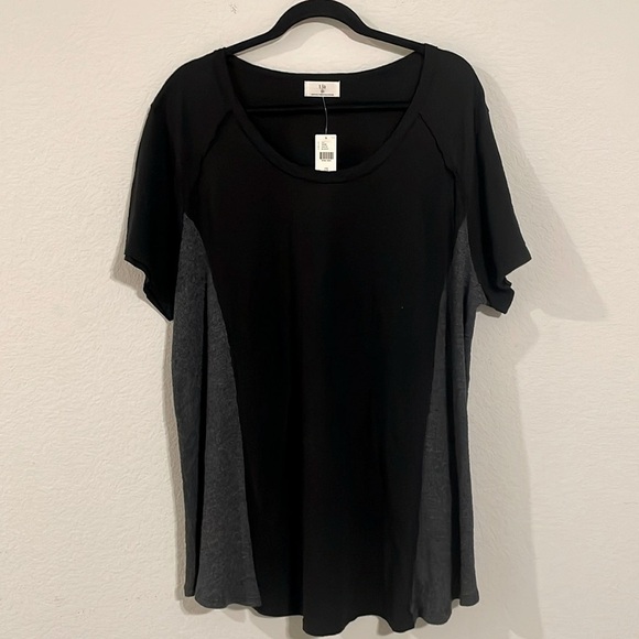 T. La Anthropologie Women’s Tunic 3X Black & Grey Vicky Thermal Waffle Comfy - Picture 1 of 13